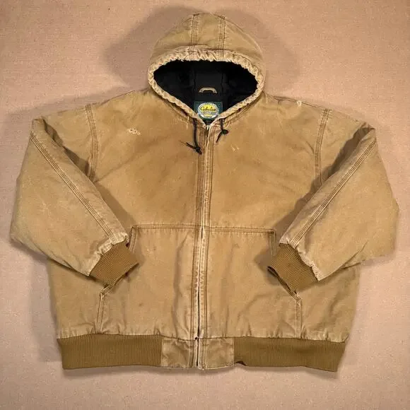 Vintage Cabela's Outdoor Tan Brown Duck Work Carhartt Style Coat W/ Hood 3XL - Picture 1 of 8